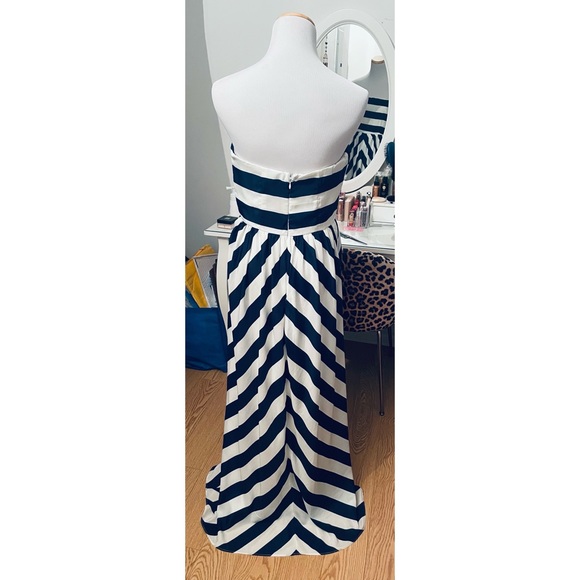 Lulu's Dreamboat Come True Ivory & Navy Striped Strapless Maxi Dress Size Large - Picture 5 of 8